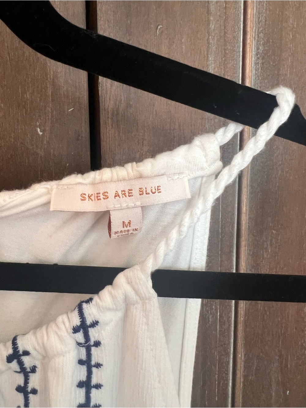 Skies Are Blue White Embroidered Tank with Braided Straps - Picture 2 of 4